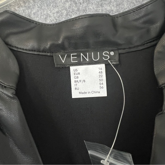 VENUS Faux Leather & Lace Dress Black Size 16 NEW (missing belt tie) - Picture 4 of 13